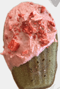 matcha strawberry madeleine